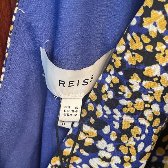 Reiss Daisy Deep V-Neck Puff Sleeve Print Mini Dress - Picture 7 of 7